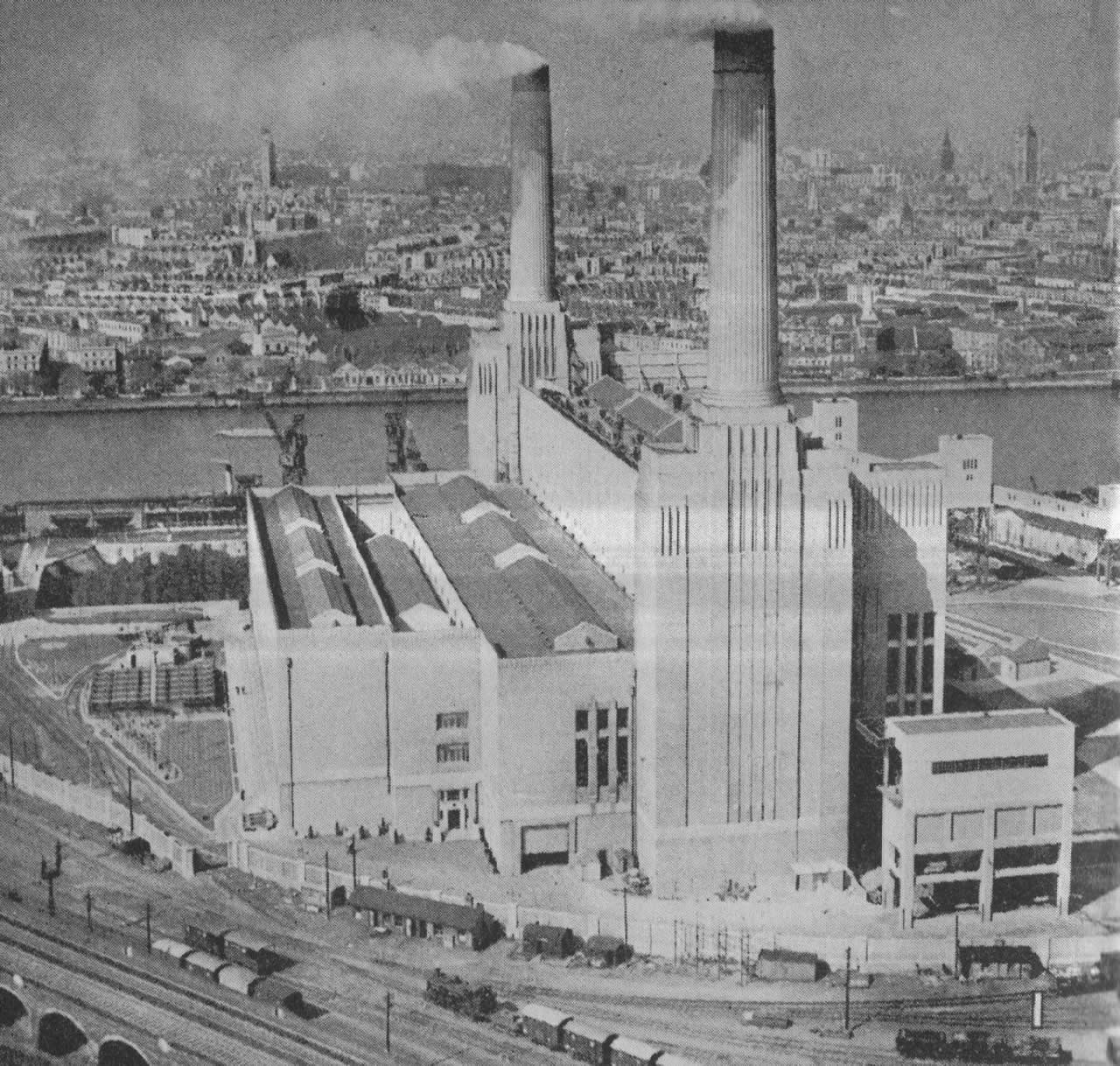 The station with its original two chimney stacks