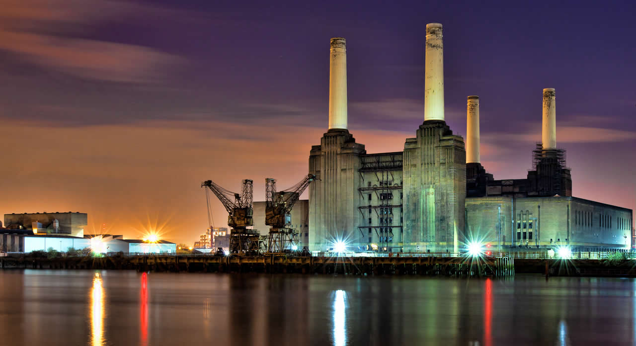 Battersea Power Station at night